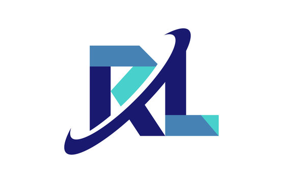 RL Ellipse Swoosh Ribbon Letter Logo 