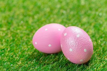 easter eggs on the grass
