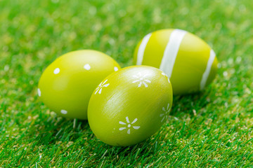 easter eggs on the grass