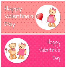 Happy Valentines Day Bears Vector Illustration