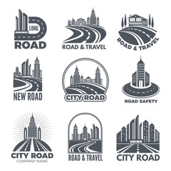Fototapeta premium Logo designs with illustrations of roads and buildings