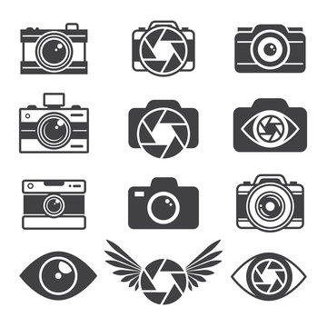 Monochrome pictures of symbols for photographers and photo studios