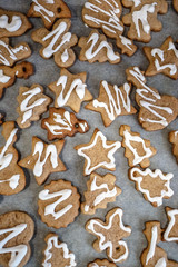 Vanilla cookies on white baking paper sheet.