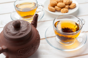tea on the wooden table