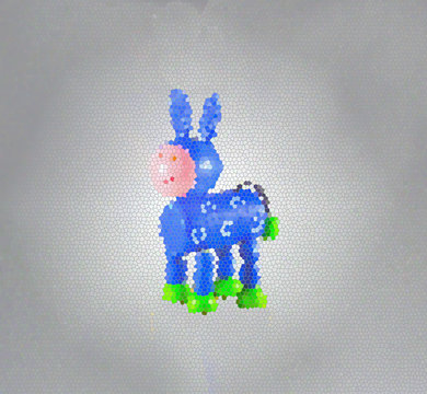 Illustration of a blue donkey as mosaic form                      