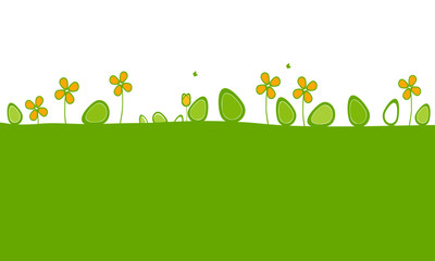 Oster Wiese Band Banner Hintergrund Ostern Ostereier Grün Freiraum Gras Blumen Ei Eier