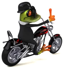 Foto op Plexiglas Fun frog on a motorcycle - 3D Illustration © Julien Tromeur
