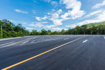 Fototapeta premium Empty space parking lot outdoor in public park.
