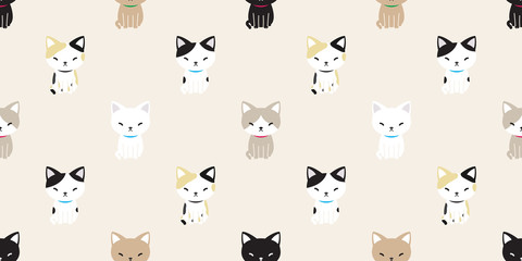 cat seamless pattern vector cat breed calico kitten isolated wallpaper background