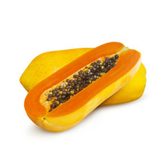 Papaya fruits isolated on white background
