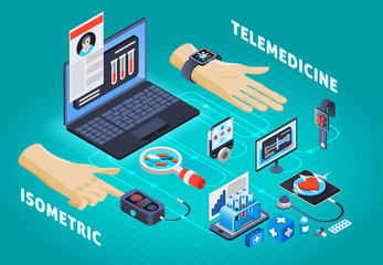 Digital Health Telemedicine Isometric Composition 