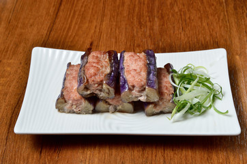 Delicious eggplant sruffed with meat    