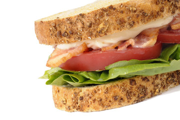 BLT sandwich on white background