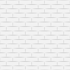 Ceramic white brick tile wall. Vector illustration. Eps 10
