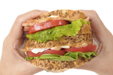 BLT sandwich by holding hands