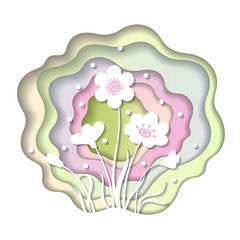 Abstract paper carve spring background.