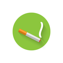 Cigarette lit with smoke icon isolated. Symbol of smoking, bad habit, vector illustration for your projects