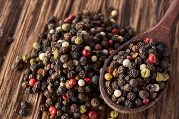 Mixed peppercorns. Dry mix peppercorns