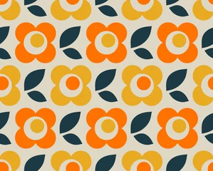 Nahtloses Retro-Muster mit Blumen und Blättern © orangeberry
