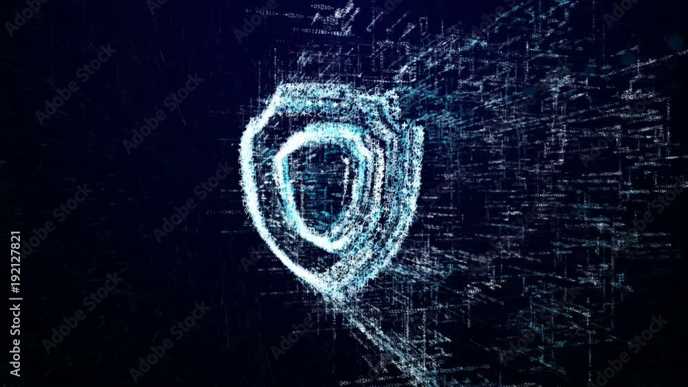 Wall mural protection icon consisting of interactive digit and symbol. security icon in digital cyber space