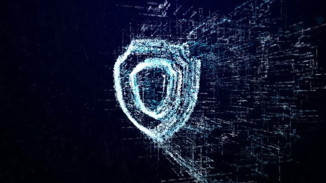 Protection icon consisting of interactive digit and symbol. Security icon in digital cyber space