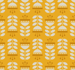 seamless retro pattern with flowers and leaves