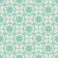 seamless geometric retro pattern with flowers and leaves