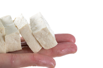 Crude tofu on hand