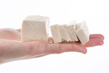 Crude tofu on hand
