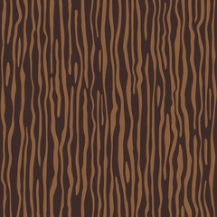 Brown wenge wooden wall plank, table or floor surface. Cutting chopping boar. Сartoon wood texture, vector seamless background.