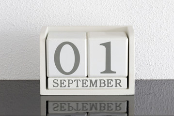 White block calendar present date 1 and month September