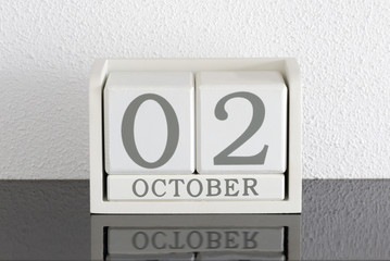 White block calendar present date 3 and month October