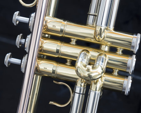 valve part of loud brass orchestra instrument trumpet