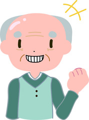 優しい禿げたおじいさん　笑う