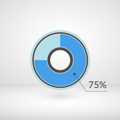 75 percent pie chart isolated symbol. Percentage vector infographics. Circle diagram sign. Business illustration icon for marketing project, finance, financial report, web, concept design, download