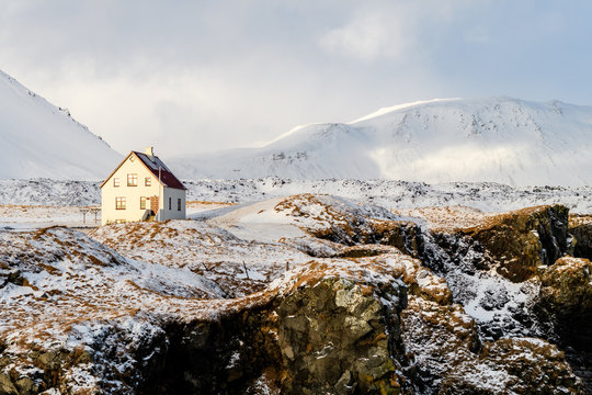 beautiful cottage at icelandic country