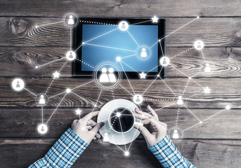 Concept of social communication and networking with social conne