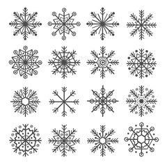 set of isolated decoration snowflake- vector illustration, eps
