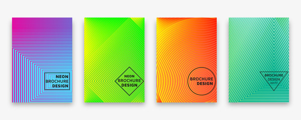 Brochure design with halftone lines and neon gradients. Vector illustration.