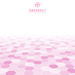 Fototapeta premium Abstract hexagon perspective pattern white and pink color background.