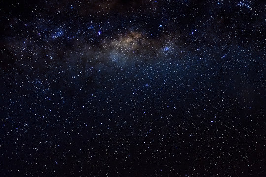 Stars and galaxy outer space sky night universe black starry background © Iuliia Sokolovska