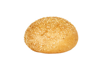 Sesame sandwich bun isolated on white background