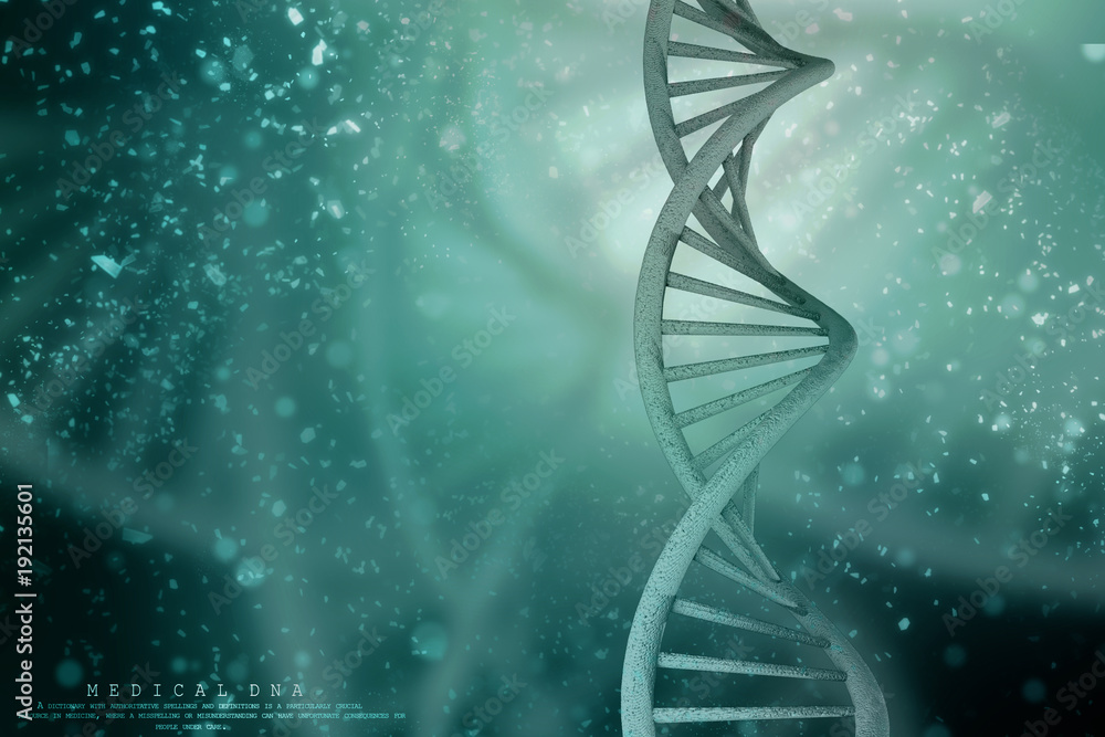 Poster 3d render of dna structure, abstract background