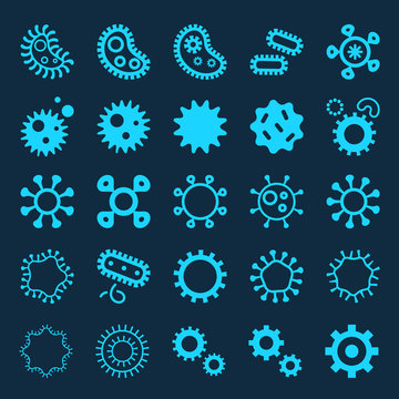 Bacteria, virus, germs icon set in thin line style. Simple Set of Bacteria Related Vector Icons for Your Design.
