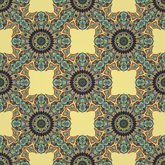 Ornate floral seamless texture, endless pattern with vintage mandala elements.