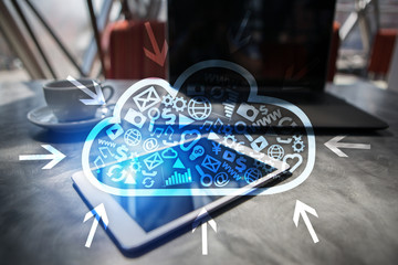 Cloud technology. Data storage. Networking and internet service concept.