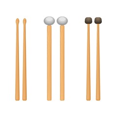 Profesional wooden drum sticks with rounded ends set