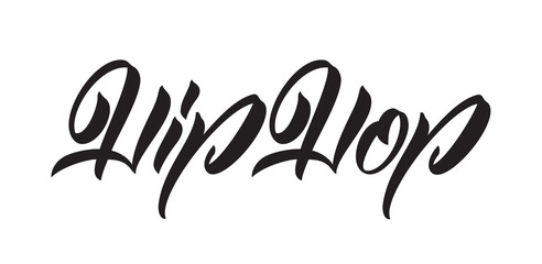 Vector illustration: Handwritten calligraphic type lettering of Hip Hop