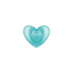 Vector heart with reflections blue icon. Happy valentines day ,Invitation card decoration element, template design. Isolated holiday illustration on blue background.