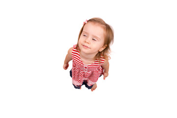 Portrait of a little girl on white background